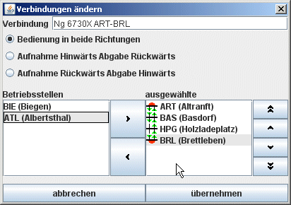 Frachtverbindung definieren